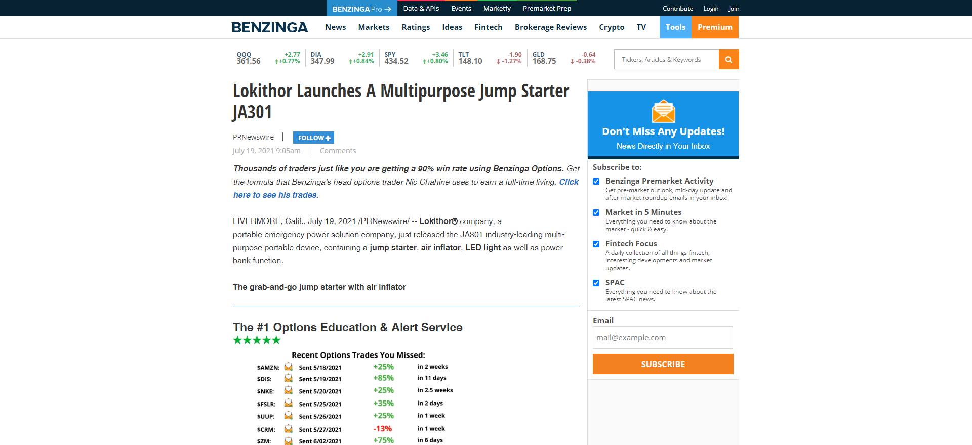 Lokithor推出多功能啟動(dòng)電源JA301 報道來(lái)源 Benzinga